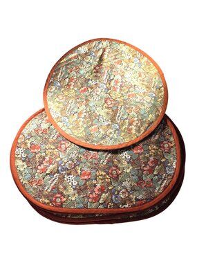 Set Of four oval Quilted Placemats one round Floral autumn cottage Thanksgiving